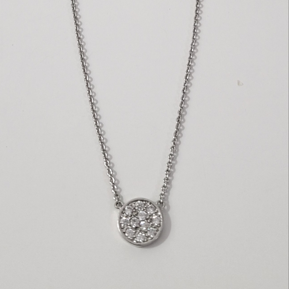 Express Rhinestone Pave Circle Silver Necklace - image 1